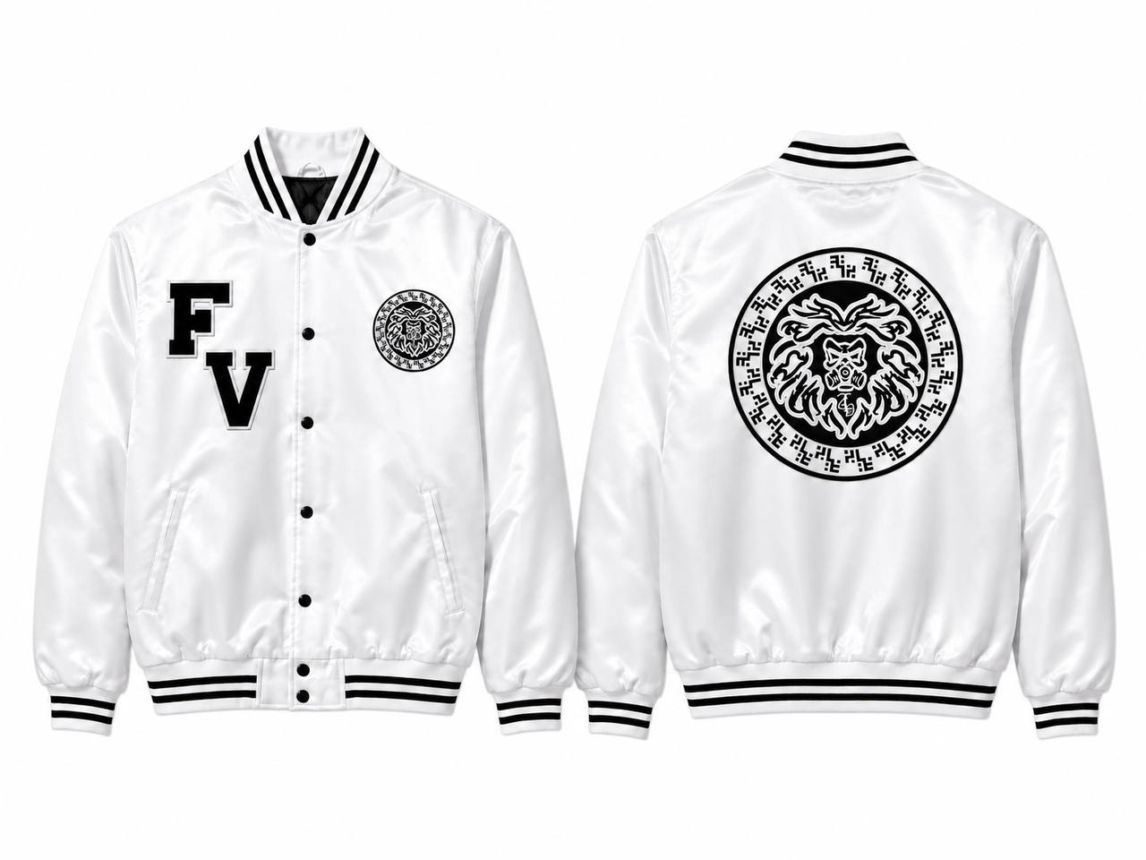 White GMA(Gas Mane Attraction) Varsity Jacket